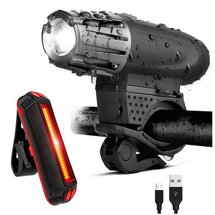 Rechargeable LED Bicycle Light USB Waterproof Cycle Headlight-Taillight Combinations