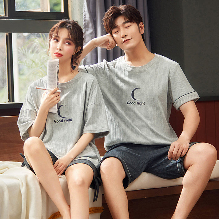 Pyjamas For Couple Short Sleeve Cotton Man Women Sleepwear FB68