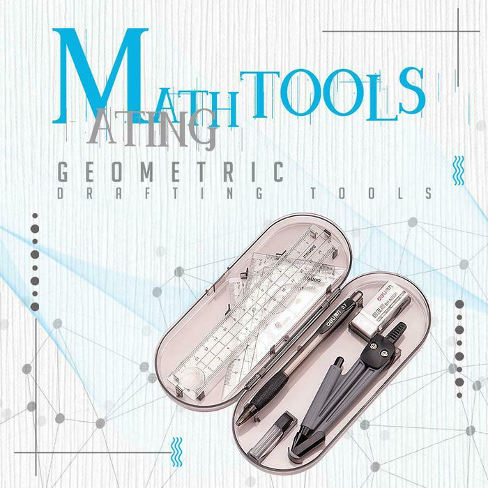 7 in 1 Drawing Compass Triangle Ruler Set School Maths Mating Tool Kit ...