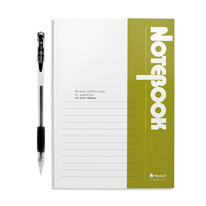 A5 Ruled Notebook Journal Diary Notepad Memo with One Gel Ink Pen