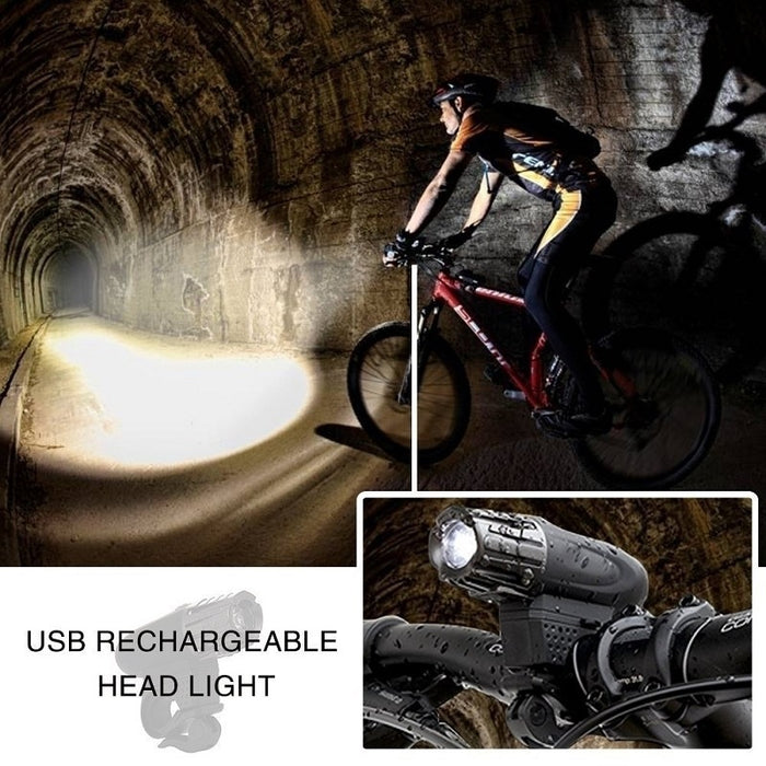 Rechargeable LED Bicycle Light USB Waterproof Cycle Headlight-Taillight Combinations