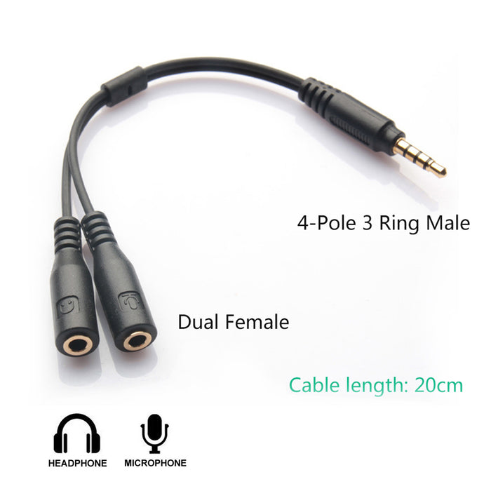 3.5mm AUX Audio Mic Splitter Headphone Earphone Adapter Male to 2 Female