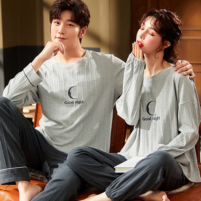 Pajamas For Couple Long Sleeve Cotton Winter Man Pyjamas Women Sleepwear Set