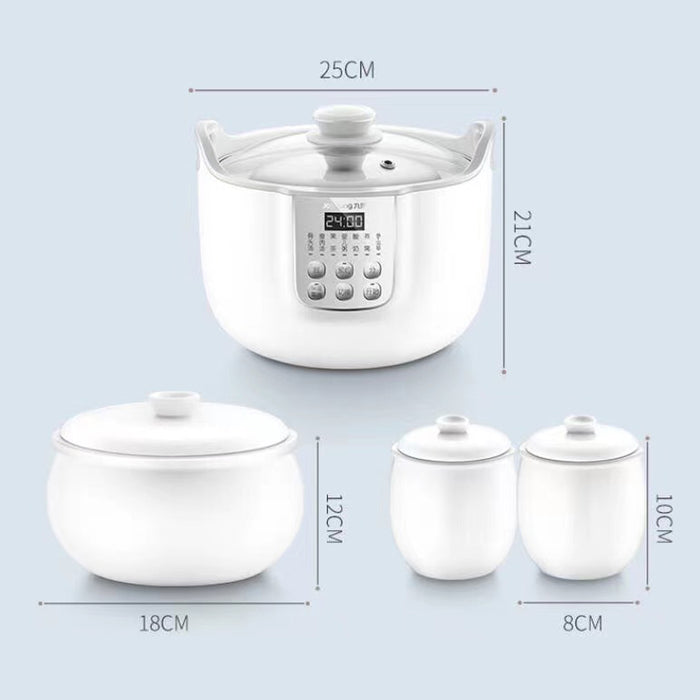 Joyoung White Porclain Slow Cooker 1.8L with 3 Ceramic Inner Containers D-818S AU Model