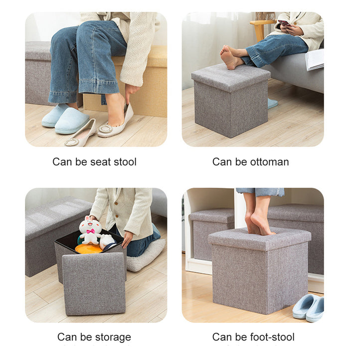 Folding Ottoman Storage Cube Footstool Stool Blanket Box Pouf Seat Bench Linen