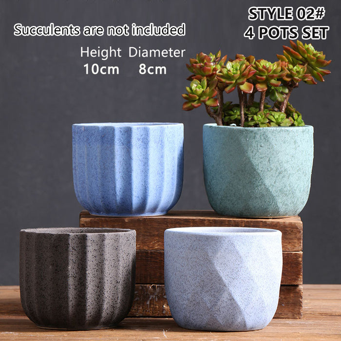 Ceramic Clay Pottery Pots Set Succulent Flower Planter Series 03