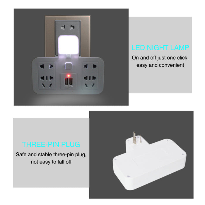 Creative Power Board With USB Mobile Phone Charging Socket and Night Light