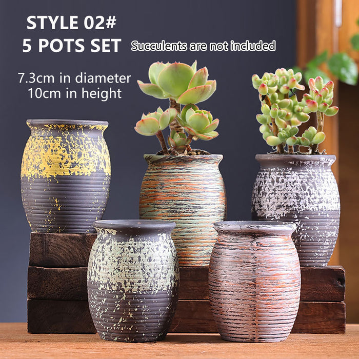 Ceramic Clay Pottery Pots Set Succulent Flower Planter Series 02