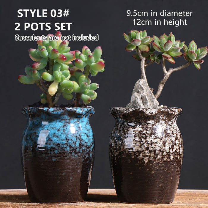 Ceramic Clay Pottery Pots Set Succulent Flower Planter Series 02