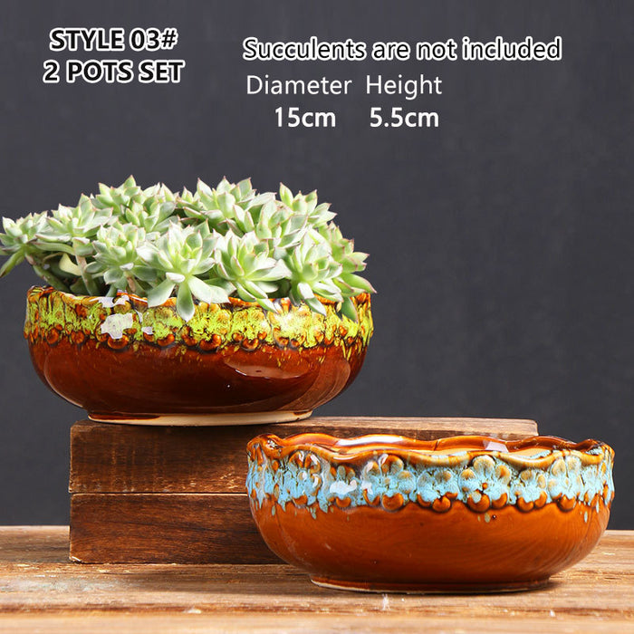 Ceramic Clay Pottery Pots Set Succulent Flower Planter Series 03