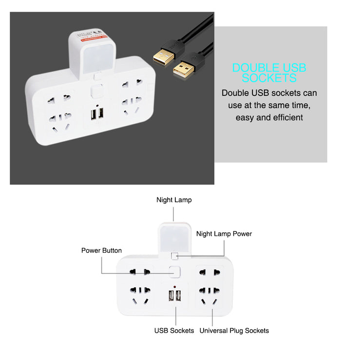 Creative Power Board With USB Mobile Phone Charging Socket and Night Light