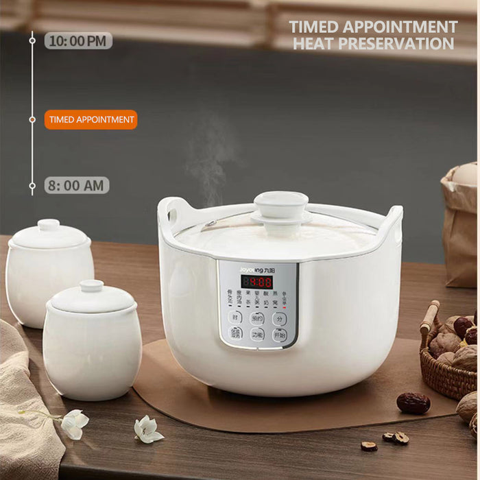 Joyoung White Porclain Slow Cooker 1.8L with 3 Ceramic Inner Containers D-818S AU Model