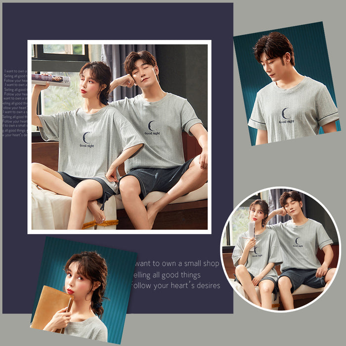 Pyjamas For Couple Short Sleeve Cotton Man Women Sleepwear FB68