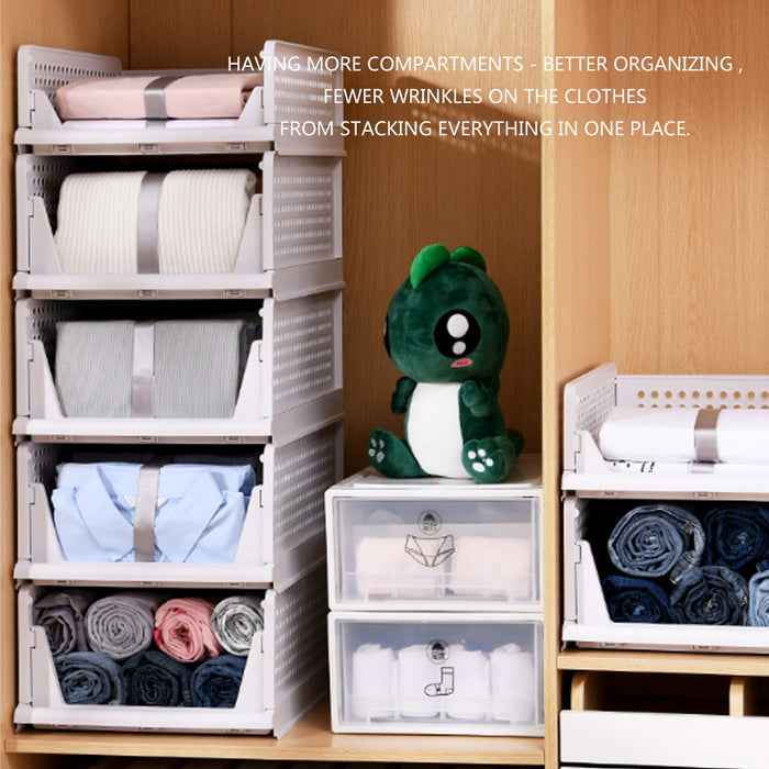 2x Stackable Wardrobe Storage DIY Hanging Closet Organizer Clothes Shelf Rack - Joyreap Online
