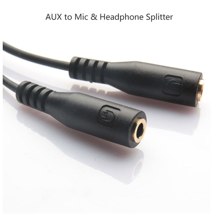 3.5mm AUX Audio Mic Splitter Headphone Earphone Adapter Male to 2 Female