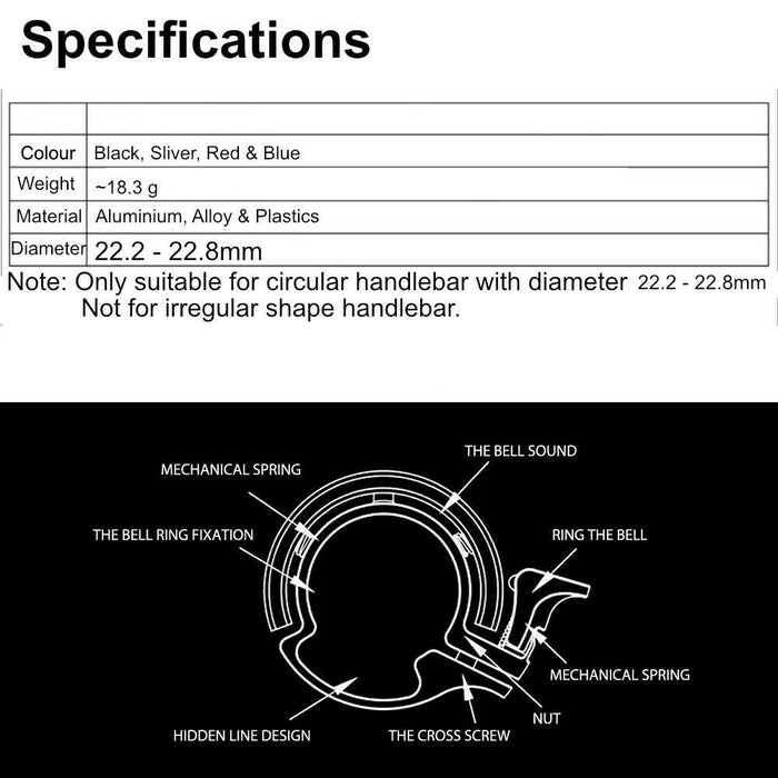 Bicycle Bell Aluminium Alloy Bike Bell MTB Handlebar Alarm Ring Invisible Bell