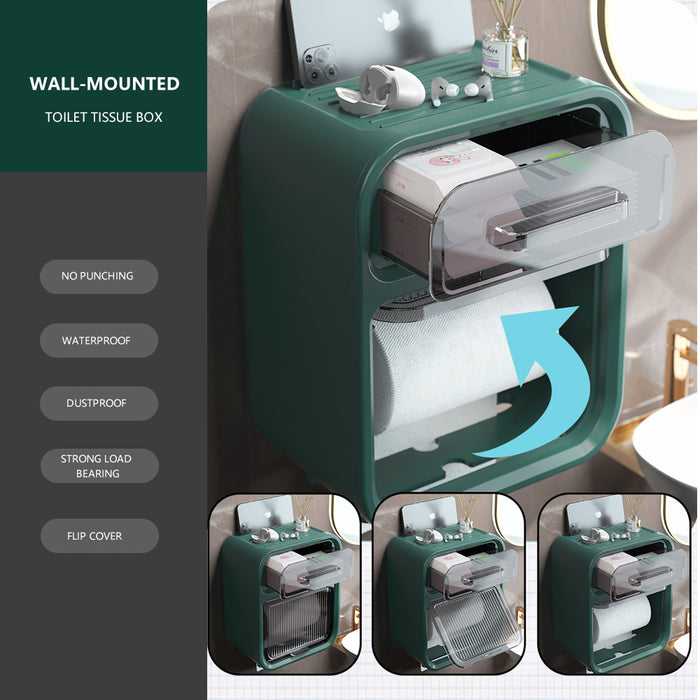 Toilet Paper Storage Box Multifunctional Wall-Mounted Toilet Tissue Box