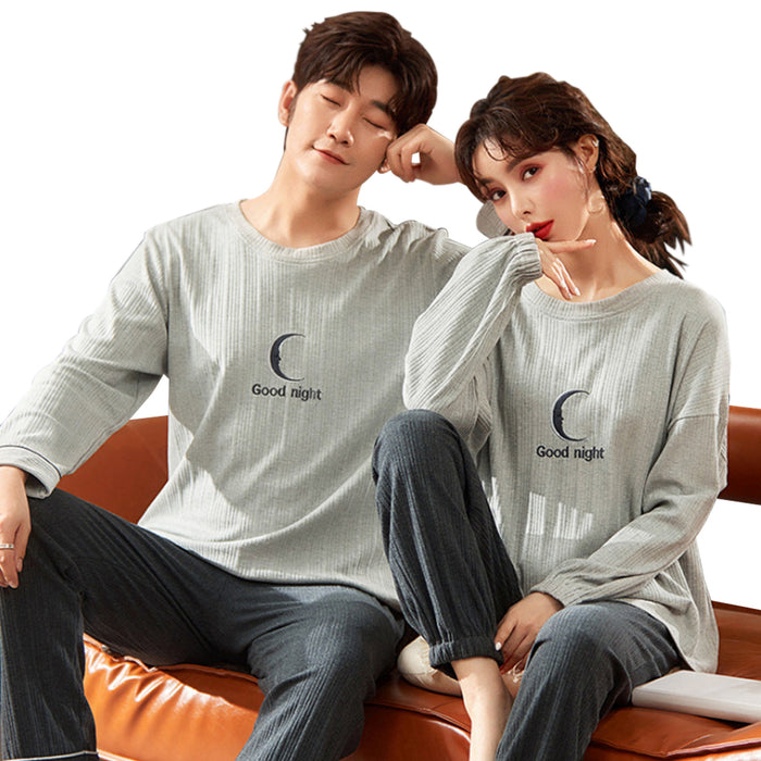 Pajamas For Couple Long Sleeve Cotton Winter Man Pyjamas Women Sleepwear Set