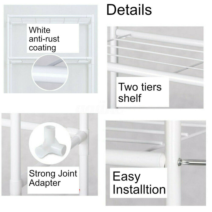 2 Tiers Storage Rack Over Toilet/Bathroom/Laundry/Washing Machine Towel Shelf