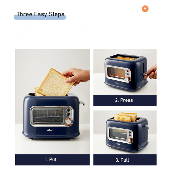 Bear Double Slots Bread Toaster With Glass Window DSL-C02X1