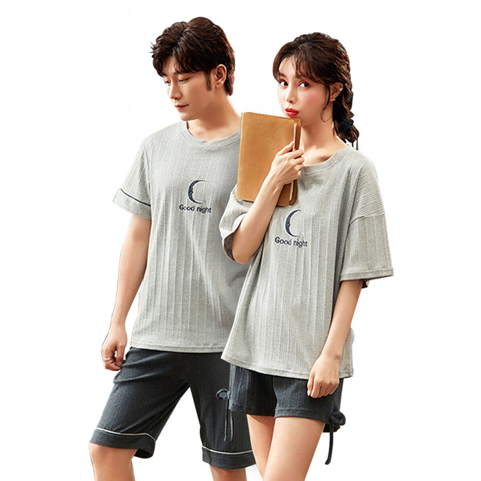 Pyjamas For Couple Short Sleeve Cotton Man Women Sleepwear FB68