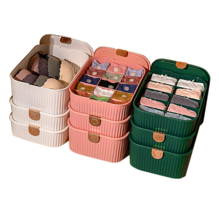 3 Pcs Underwear Storage Boxes Set  Multi-Functional Socks Bra Organizer with Cover