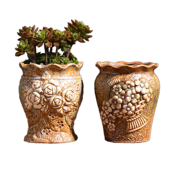 Ceramic Clay Pottery Pots Set Succulent Flower Planter Series 02