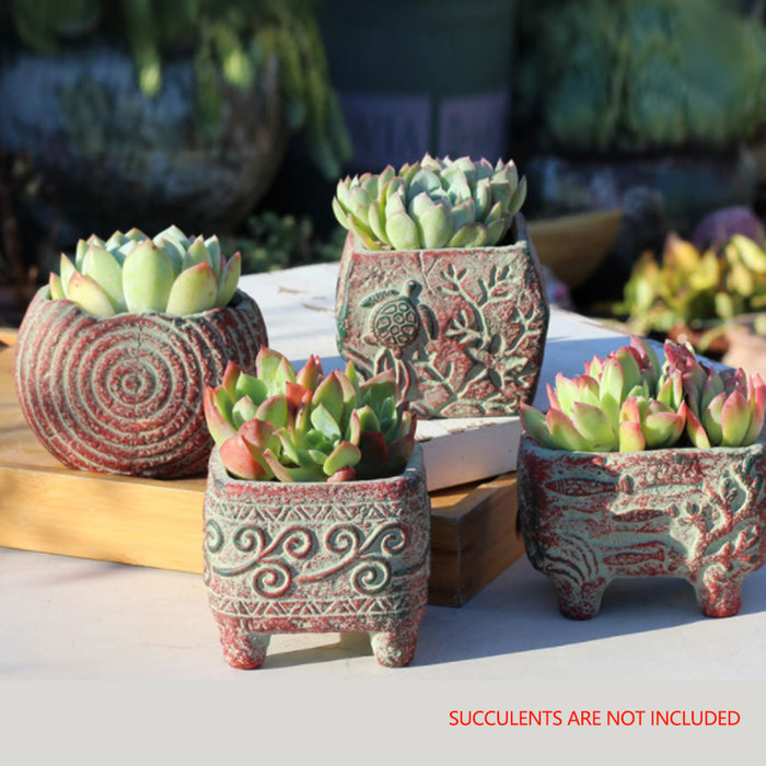 4/5/6 Pots Set Ceramic Clay Pottery Pots Succulent Flower Planter Draining Hole