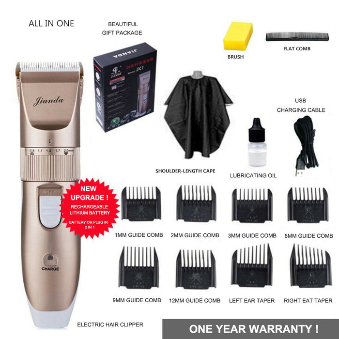 Electric Cordless Shaver Hair Clipper Trimmer Comb Set Grooming