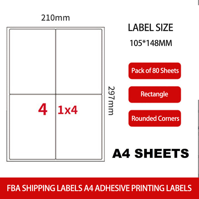 A4 Sheet Adhesive Mailing Packing Shipping Stickers Labels