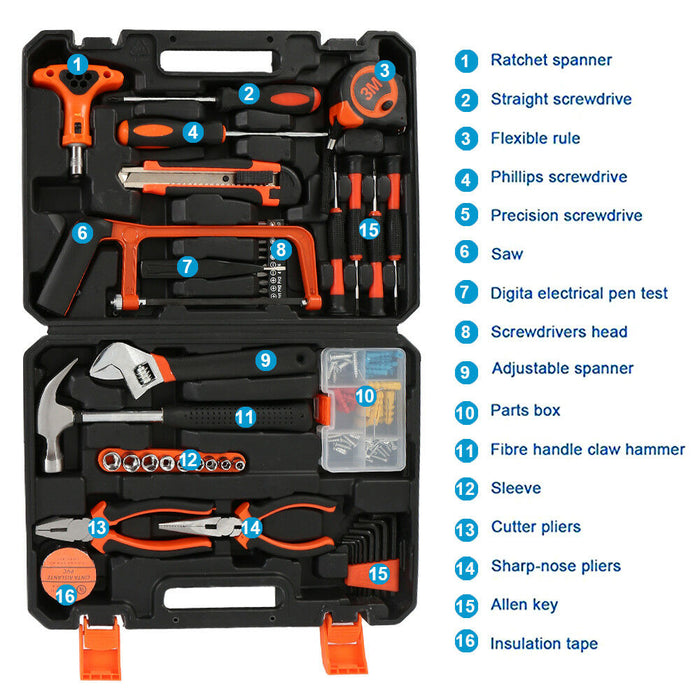 82Pcs DIY Household Hand Tools Kit Set For Garage Bike Car Maintenance Repair - Joyreap Online