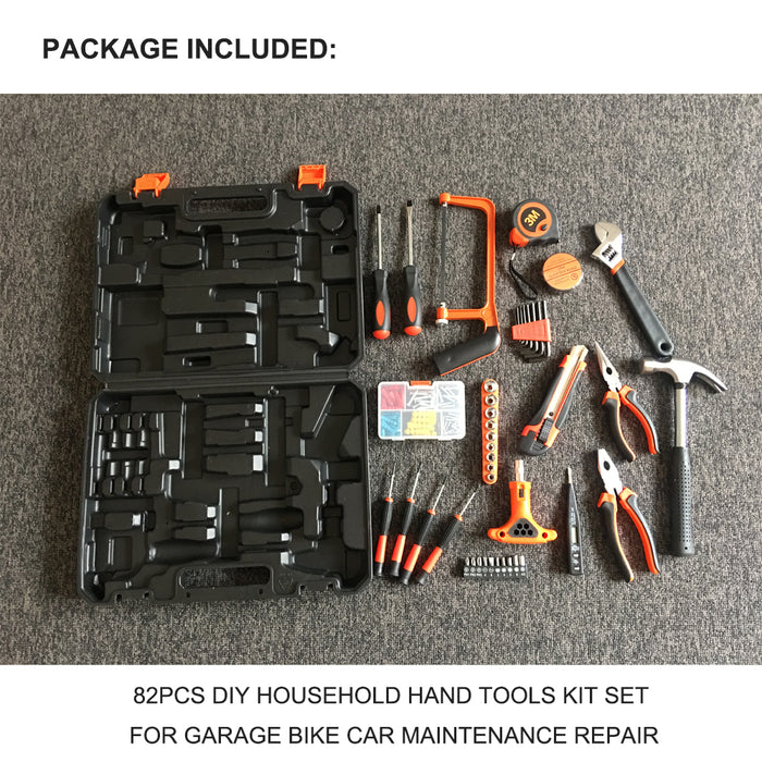 82Pcs DIY Household Hand Tools Kit Set For Garage Bike Car Maintenance Repair - Joyreap Online