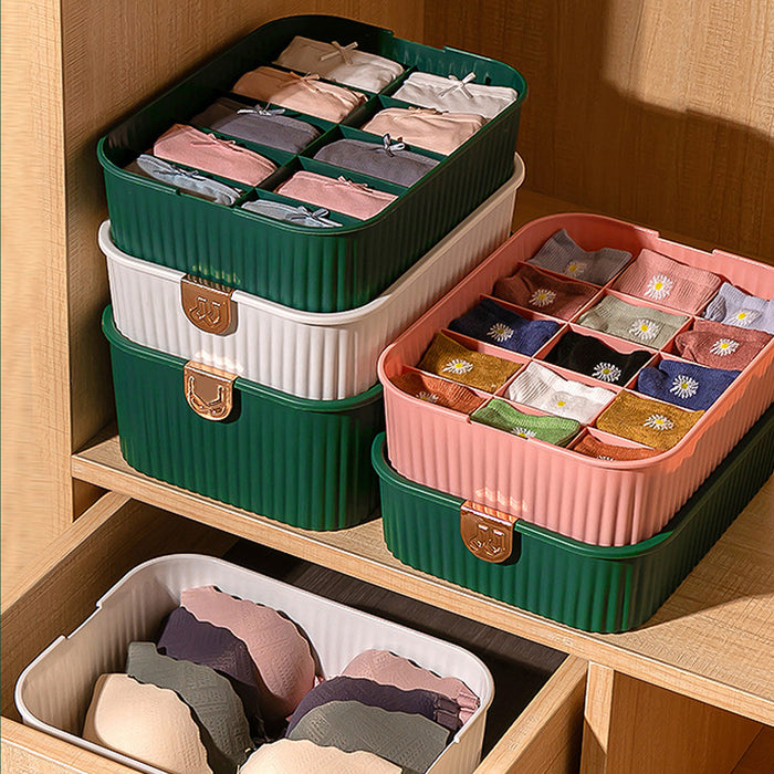 3 Pcs Underwear Storage Boxes Set  Multi-Functional Socks Bra Organizer with Cover