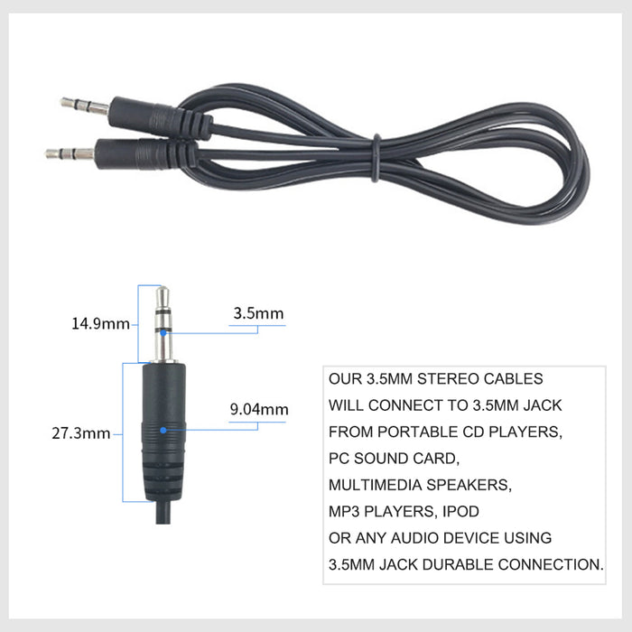 AUX Line-in Cable 3.5mm Stereo Audio Input Male to Male Auxiliary Car Cord 0.5m - Joyreap Online