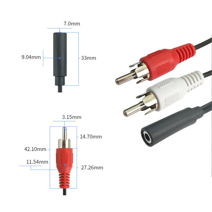 3.5mm Female to 2 RCA Male Stereo Audio Y Cable Adapter