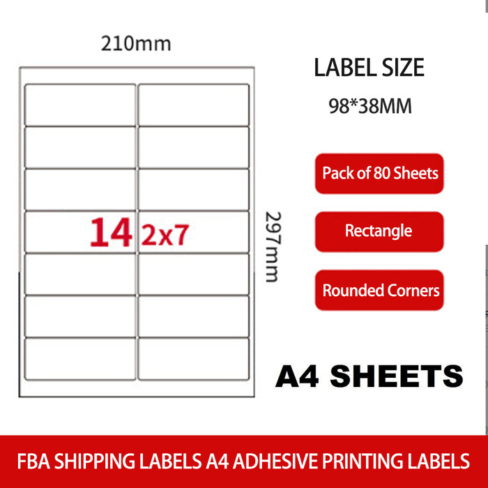A4 Sheet Adhesive Mailing Packing Shipping Stickers Labels