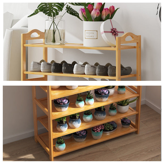 Multi-layers Bamboo Shoe Rack Storage Organizer Wooden Flower Stand Shelf