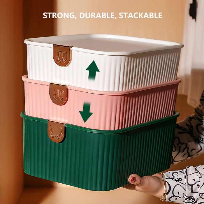 3 Pcs Underwear Storage Boxes Set  Multi-Functional Socks Bra Organizer with Cover