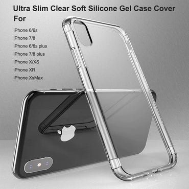 Ultra Slim Clear Soft Silicone Gel Case Cover for iPhone 6, 7, 8, X, XS, XR, XsMax, 11, 11Pro, 11ProMax