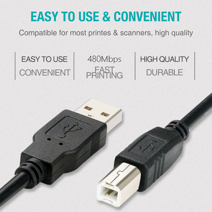 Universal USB Cable for Printer Male Type A to B