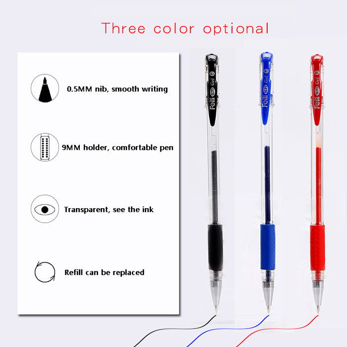 10Pcs 0.5mm Black Gel Ink Rollerball Ballpoint Pen School Student Stationery - Joyreap Online