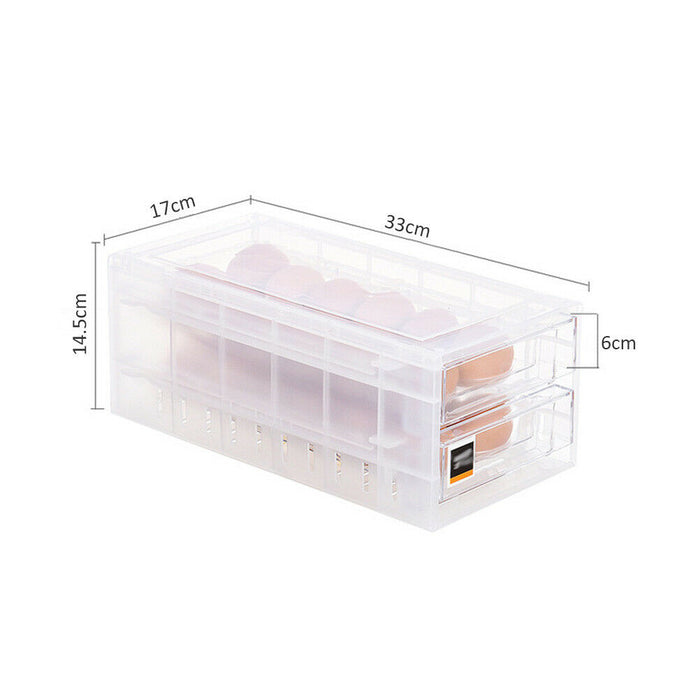 2 Layer Refrigerator Egg Storage 48 Grid Organizer Box Plastic