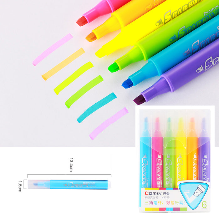 6 Colors Highlighters Fluorescent Marker Pen Office School Stationery AU Stock - Joyreap Online