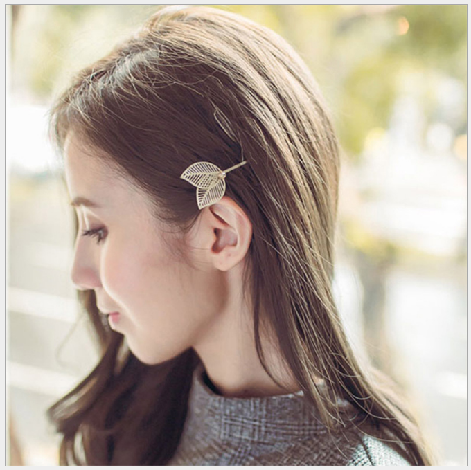 2x Fashion Hollow-Out Metal Leaf Hair Edge Clip Hairpins Women Hair Accessories - Joyreap Online