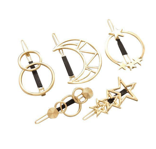 Trendy Vintange Circle Lip Moon Triangle Hair Pin Clim Hairpin Metal Jewelry Accessories - Joyreap Online