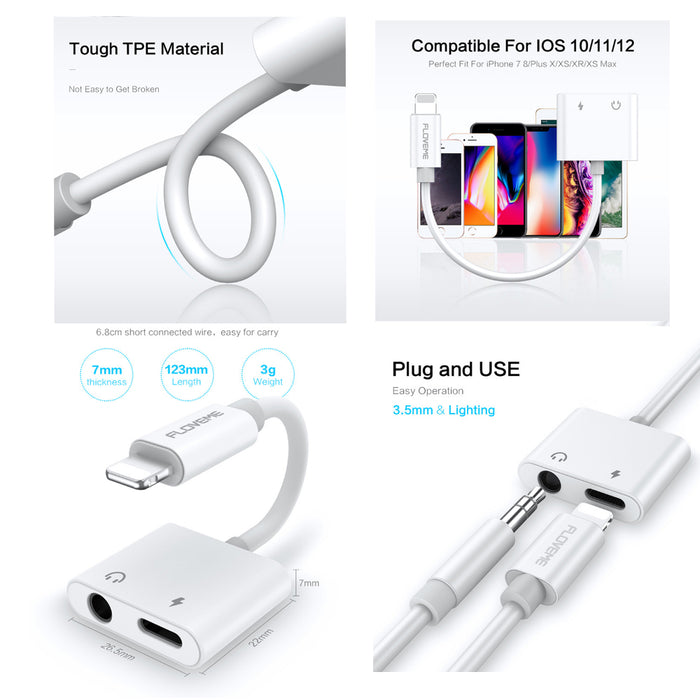 Apple lightning to 3.5mm AUX Headphone Jack Adapter Cable Audio iphone splitter - Joyreap Online