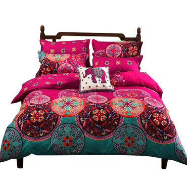 Fuchia Pattern Quilt Set Doona Cover Quilt Cover Pillow Case Flat Sheet