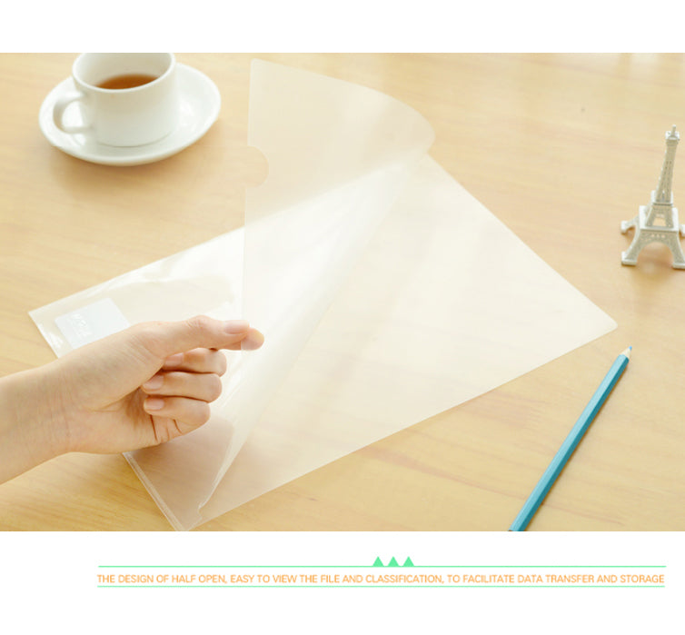 5x A4 Single Clip Transparent Two Page File Sleeve L Type Folder File Bag Office Supplies - Joyreap Online