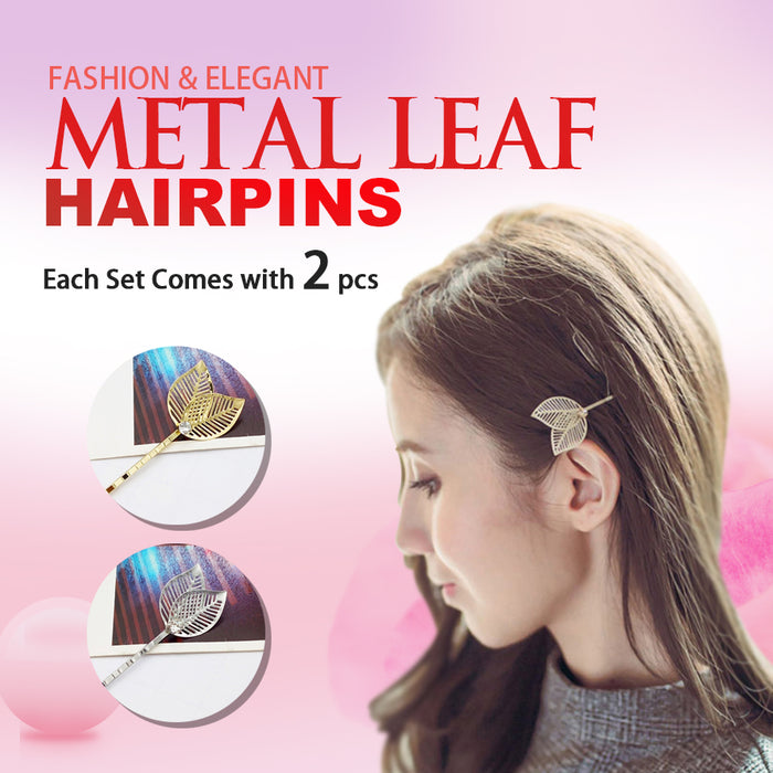 2x Fashion Hollow-Out Metal Leaf Hair Edge Clip Hairpins Women Hair Accessories