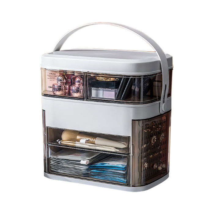 LED HD Mirror Makeup Storage Box Cosmetic Organizer Make Up Storage Case